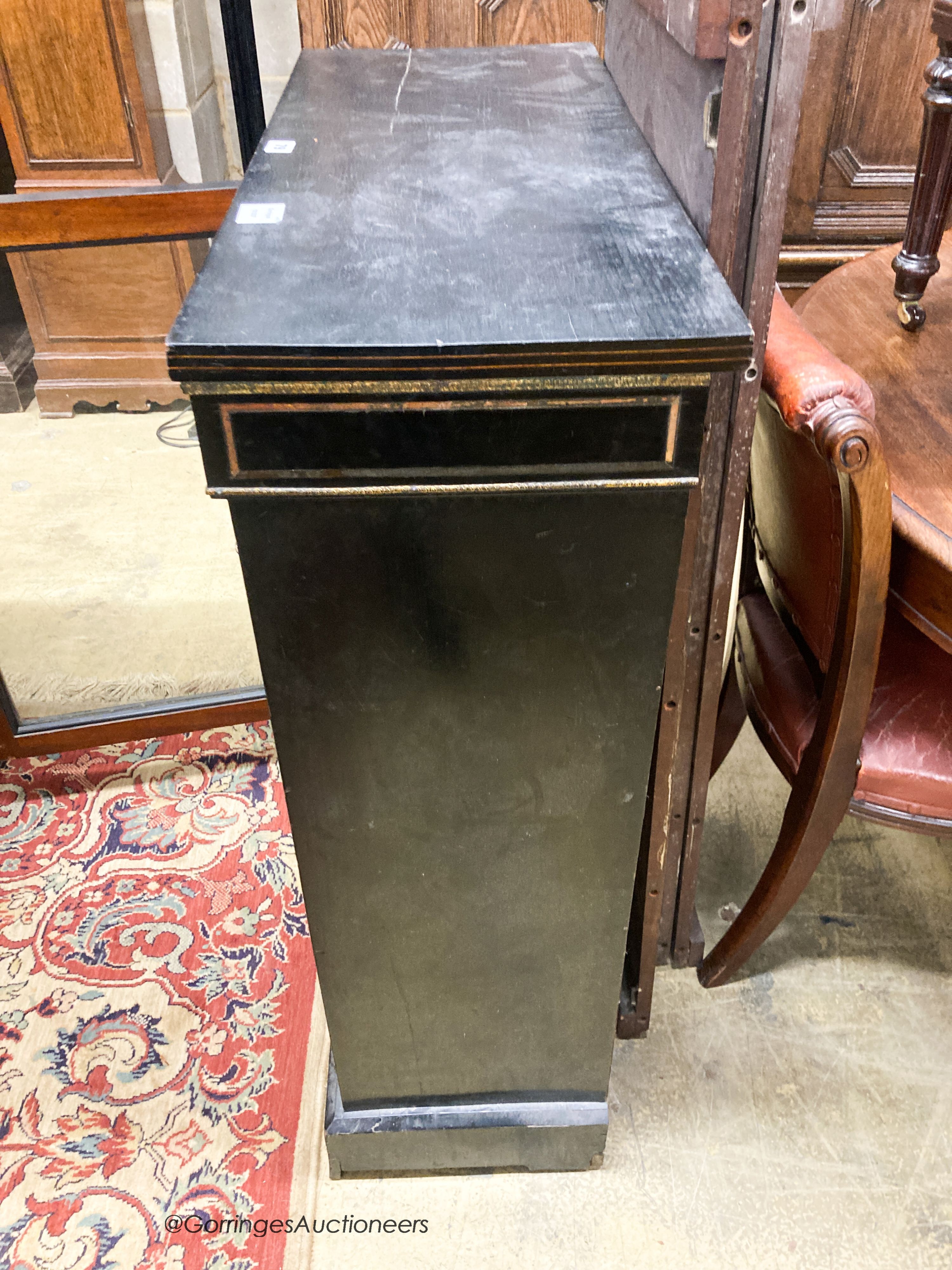 A late Victorian ebonised pier cabinet, width 82cm, depth 34cm, height 104cm